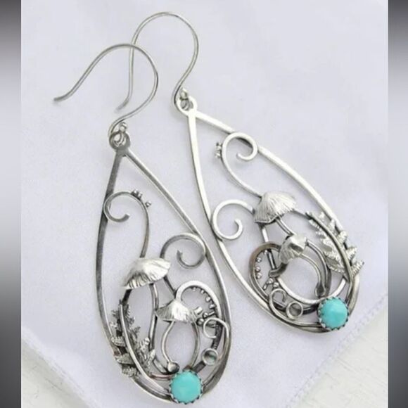 Bohemian mushroom drop earrings A326 - Picture 1 of 4